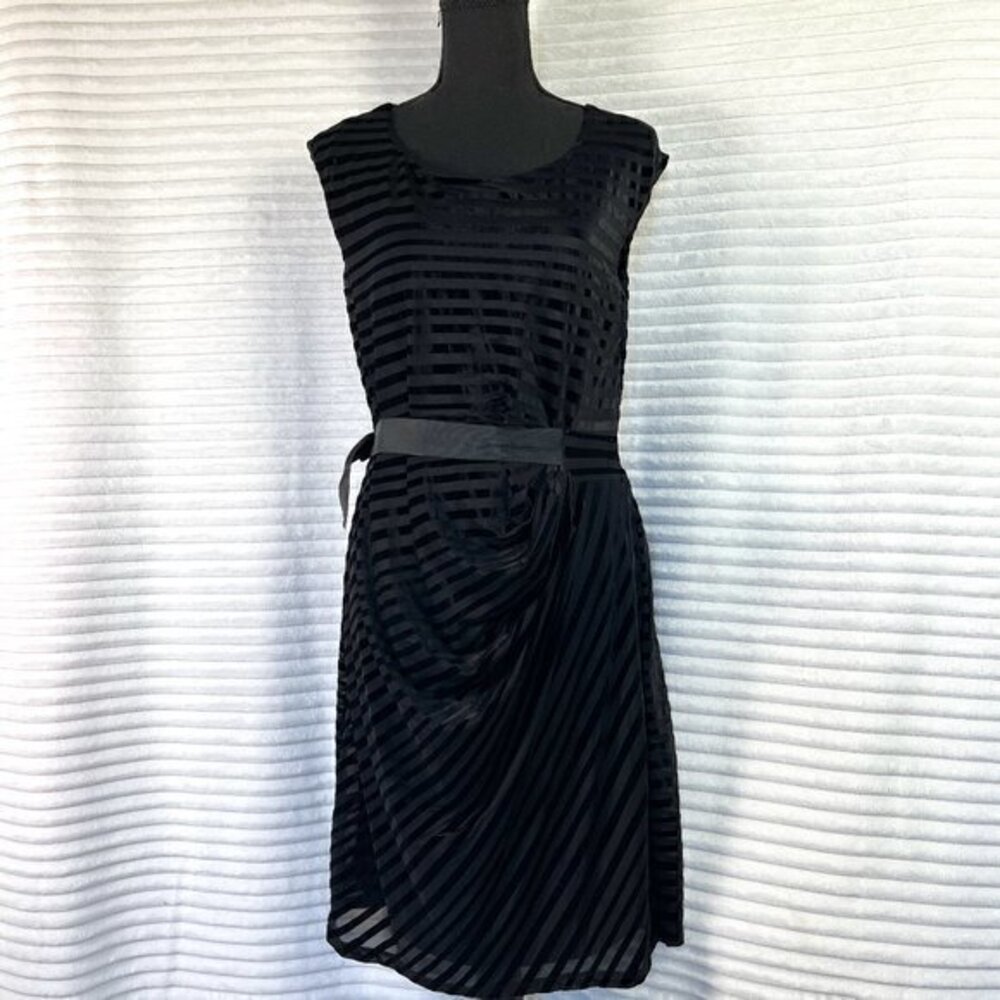 Motherhood Black Burnout Velvet Striped Maternity Dress Large | Elegant Evening